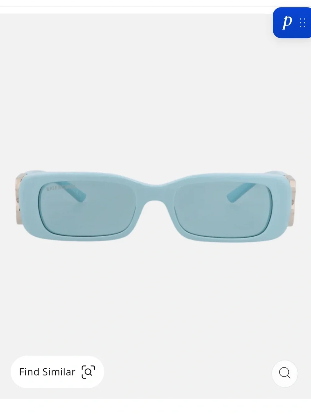 Balenciaga Powder Blue BB Logo Rectangular Sunglasses